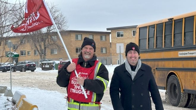 Gavin and Guy at a CUPE picket line